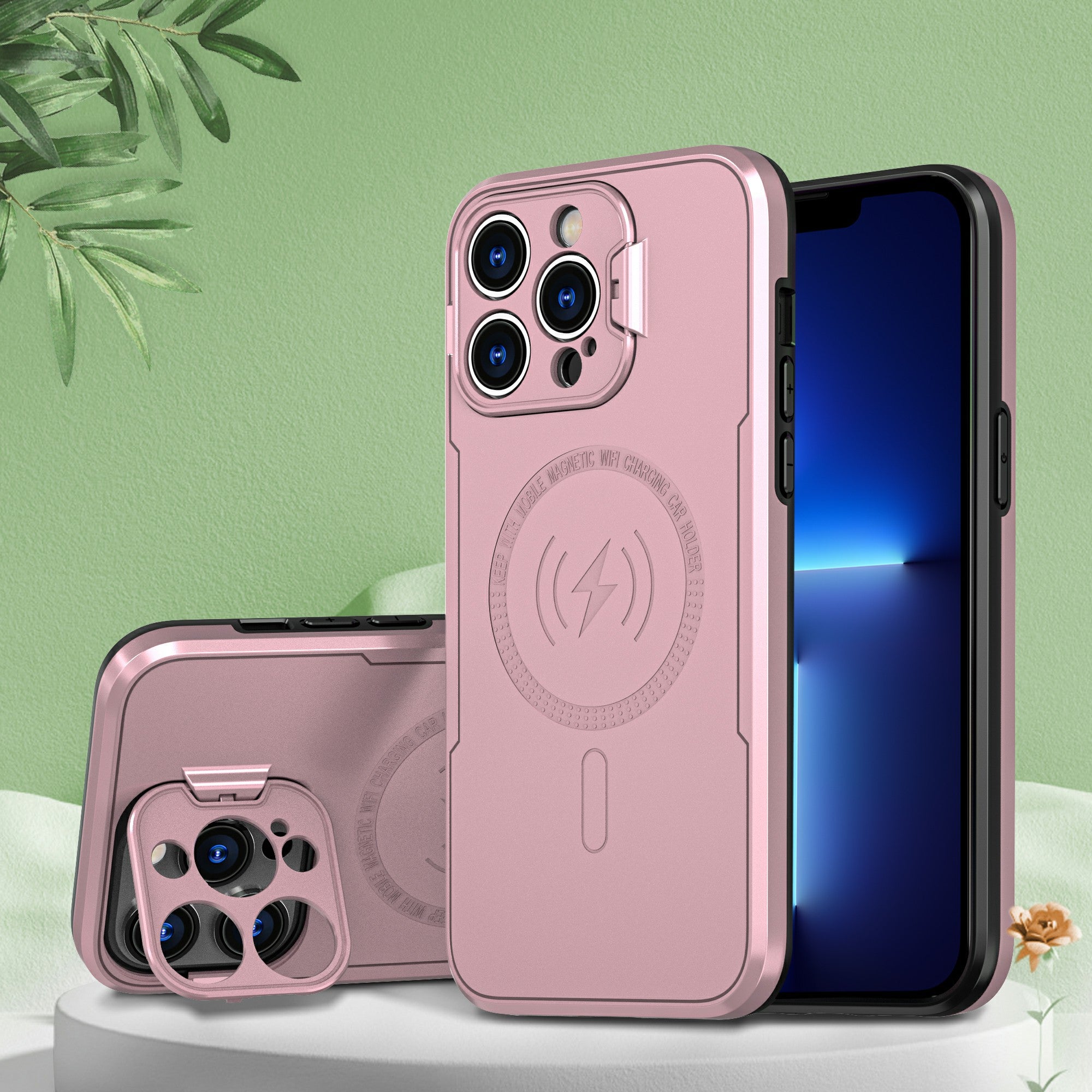 For iPhone 13 Pro Max 6.7 inch PC+TPU Hybrid Dual Layer Cover Lens Frame Kickstand Magnetic Phone Case For iPhone 13 Pro Max 6.7 inch PC+TPU Hybrid Dual Layer Cover Lens Frame Kickstand Magnetic Phone Case